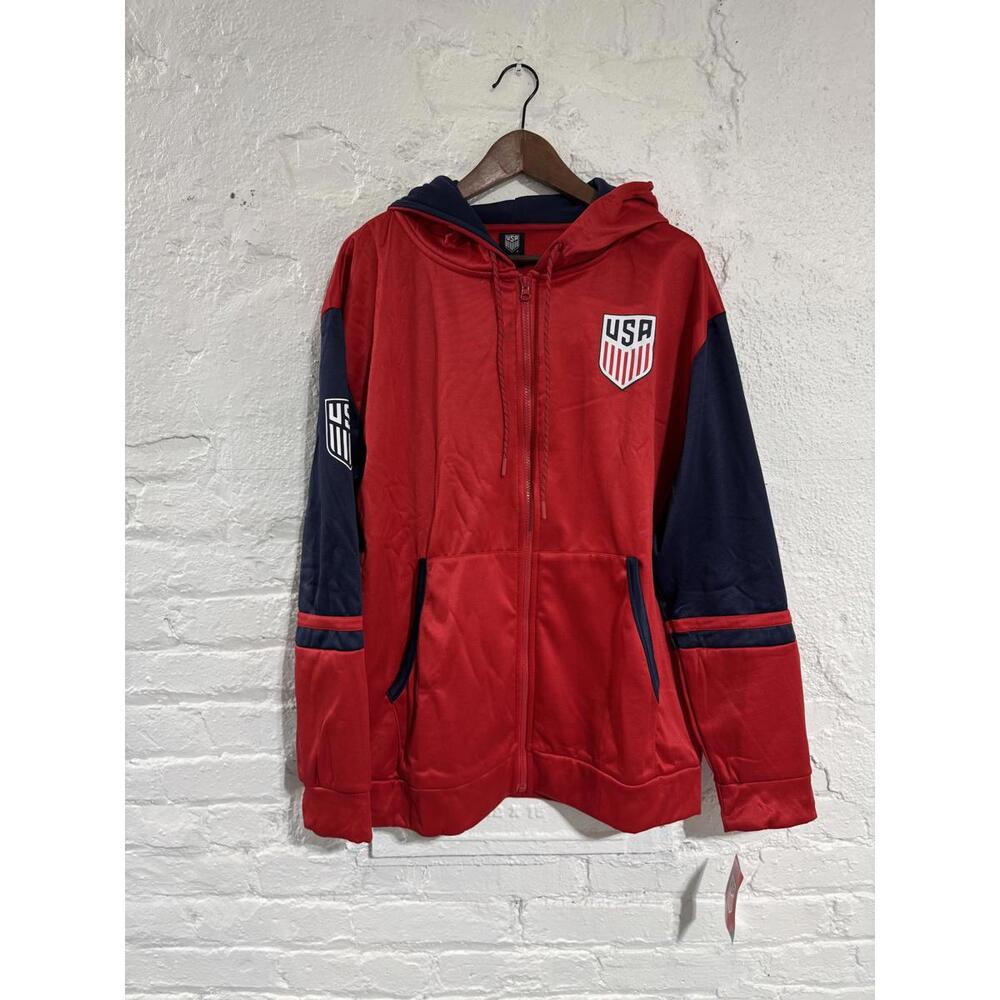 USA Soccer Red and Navy Zip-Up Hoodie Jacket